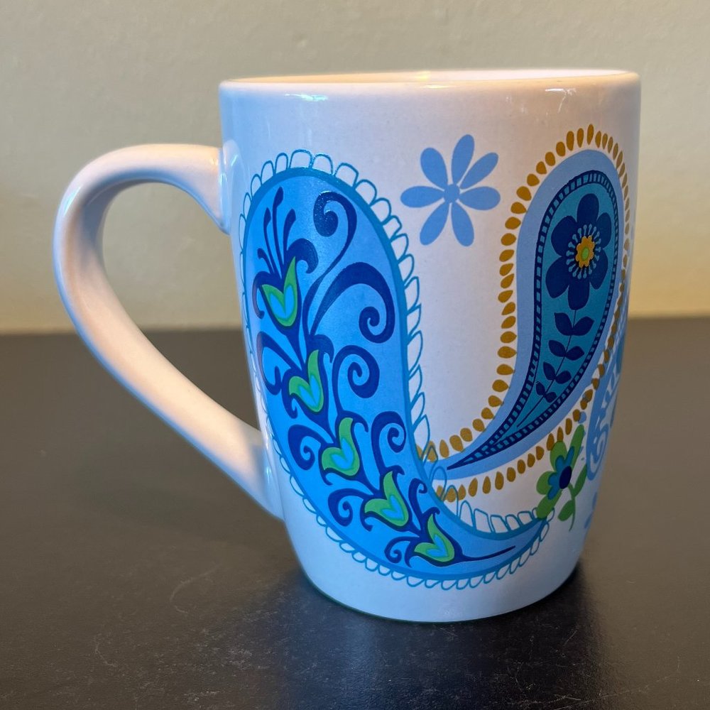 Pair of ROYAL NORFOLK Retro 1960s Style Paisley Flower Power Boho Ceramic Mugs - Picture 7 of 12